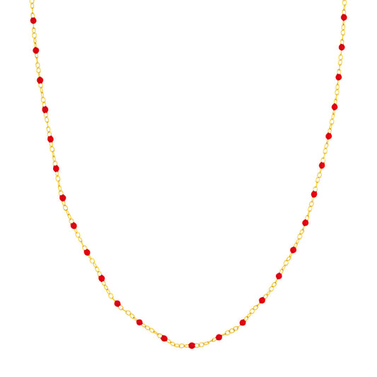 14k Red Enamel Bead Piatto Chain, 10"