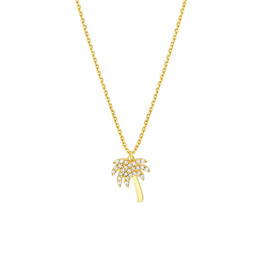 14k Diamond Palm Tree Necklace