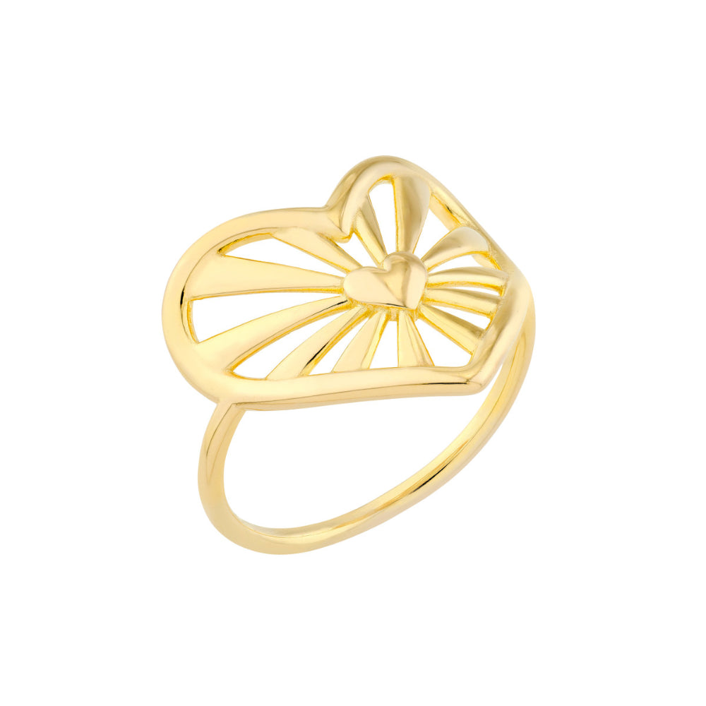 14k Gold Open Center Heart Ring