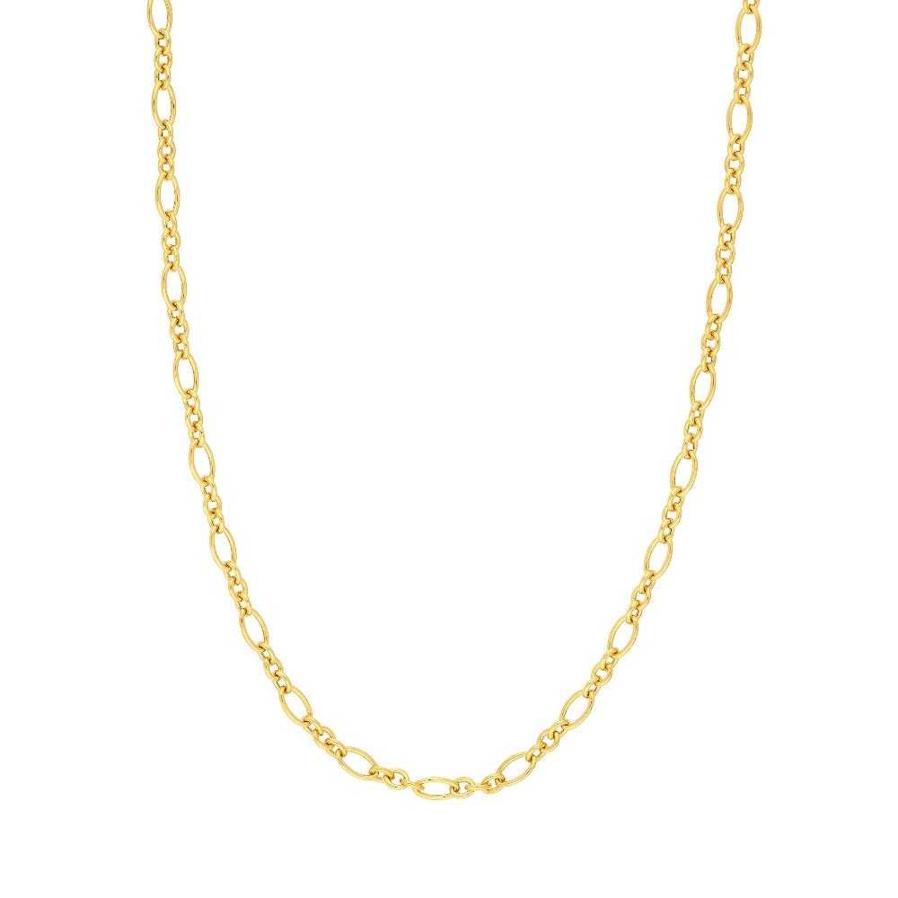 14k Yellow Gold 5.75mm oval 3+1 Link chain necklace 