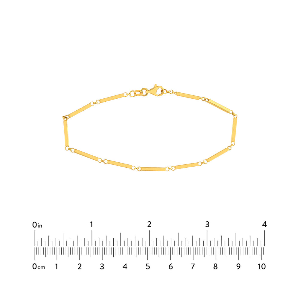 14k Gold Bar Station Chain Bracelet