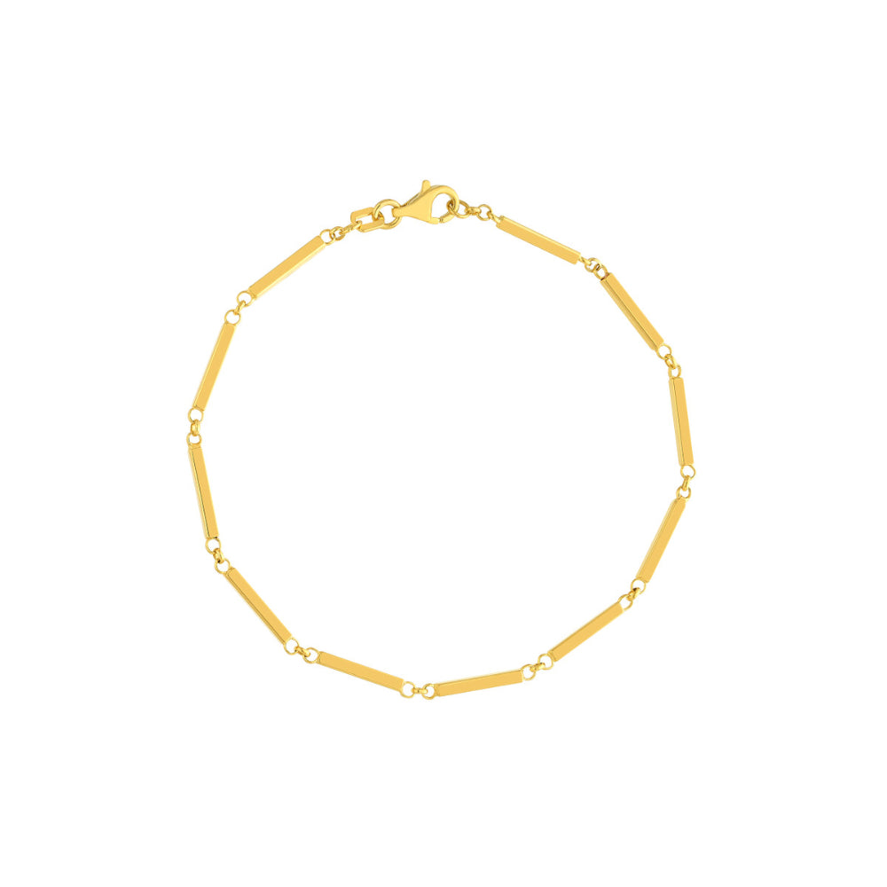 14k Gold Bar Station Chain Bracelet