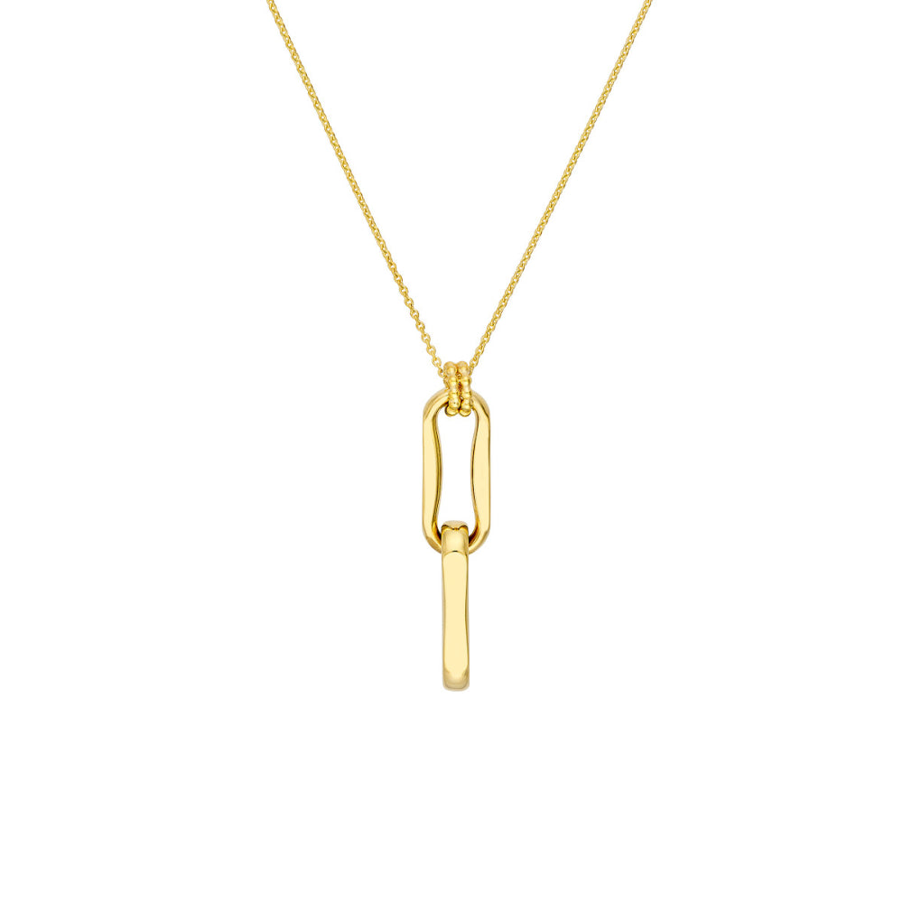 14k Gold Double Oval Link Pendant Necklace