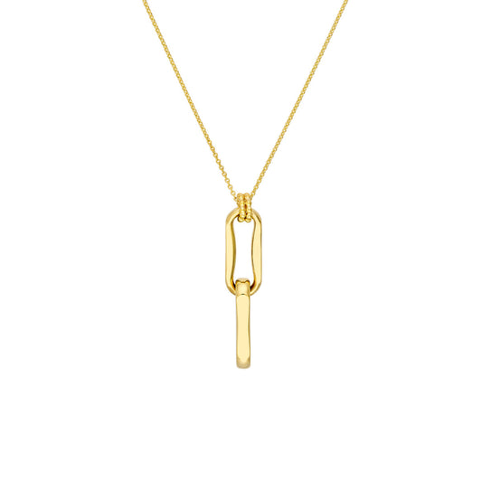 14k Gold Double Oval Link Pendant Necklace