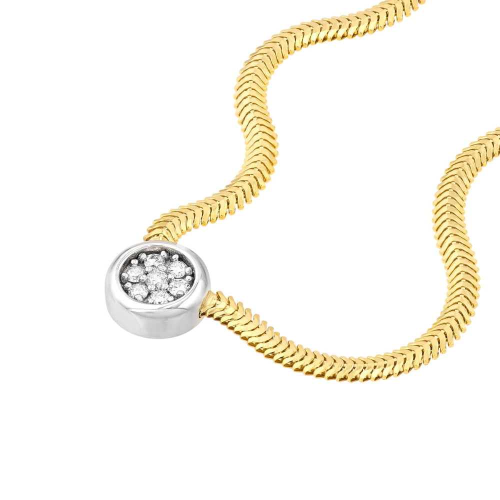 14k Two-Tone Diamond Pendant Snake Necklace