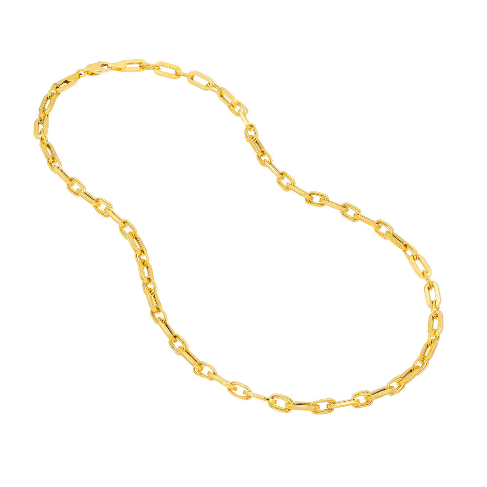 14k Gold Textured Hollow Link Necklace