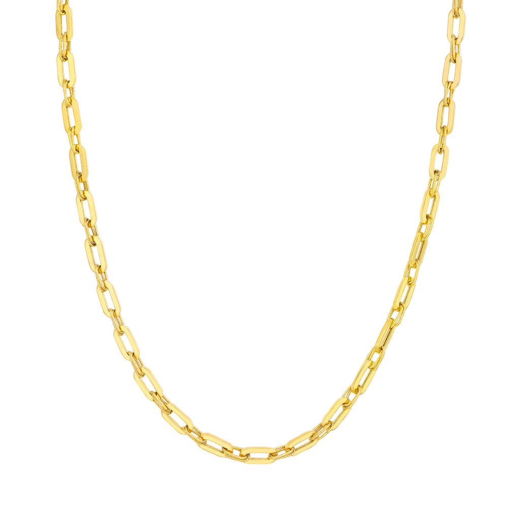 14k Gold Textured Hollow Link Necklace