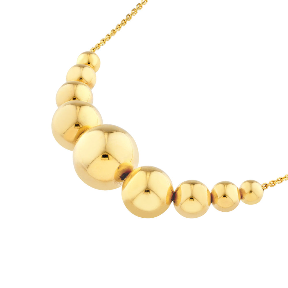 14k Gradient Round Bead Necklace