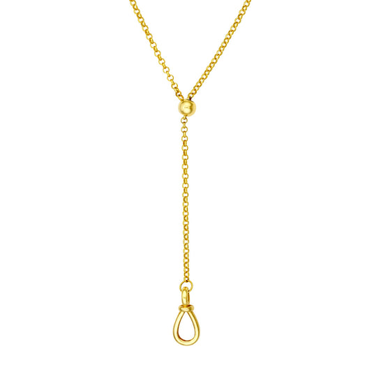 14k Gold Pull Over Adjustable Lariat Necklace