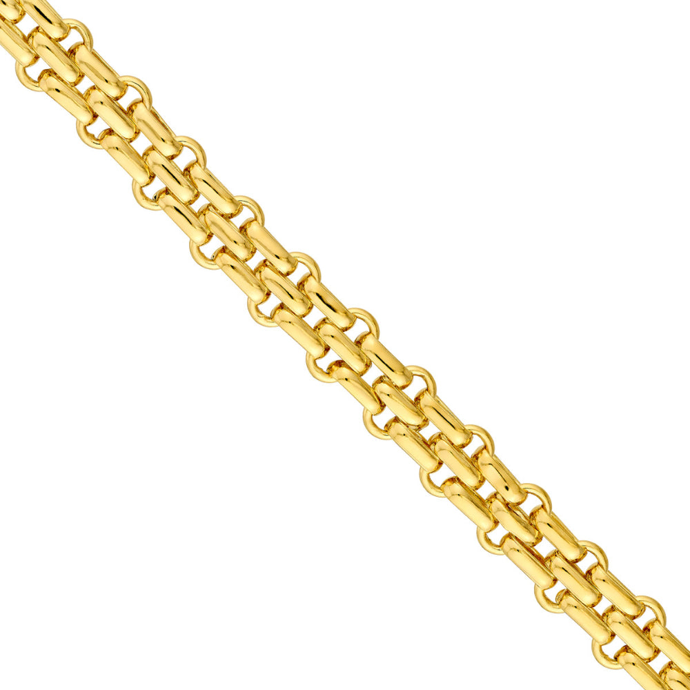 14k Gold Hollow Alternating Link Chain Necklace