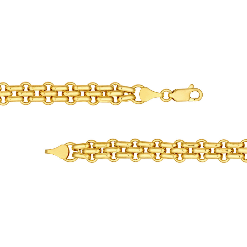 14k Gold Hollow Alternating Link Chain Necklace