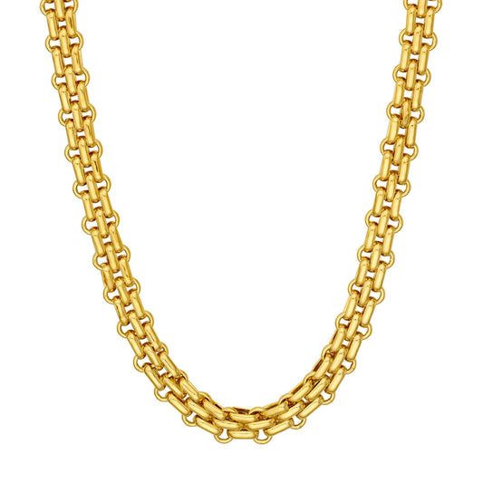 14k Gold Hollow Alternating Link Chain Necklace