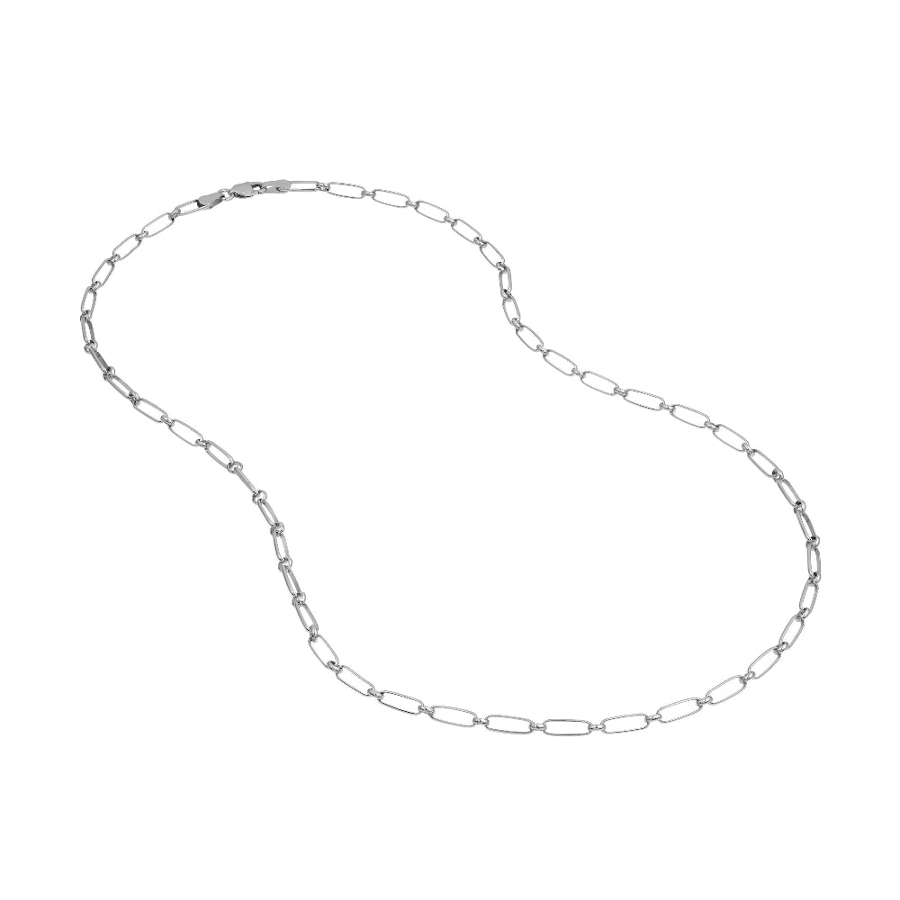18 inch 14 white gold oval and round open link necklace 