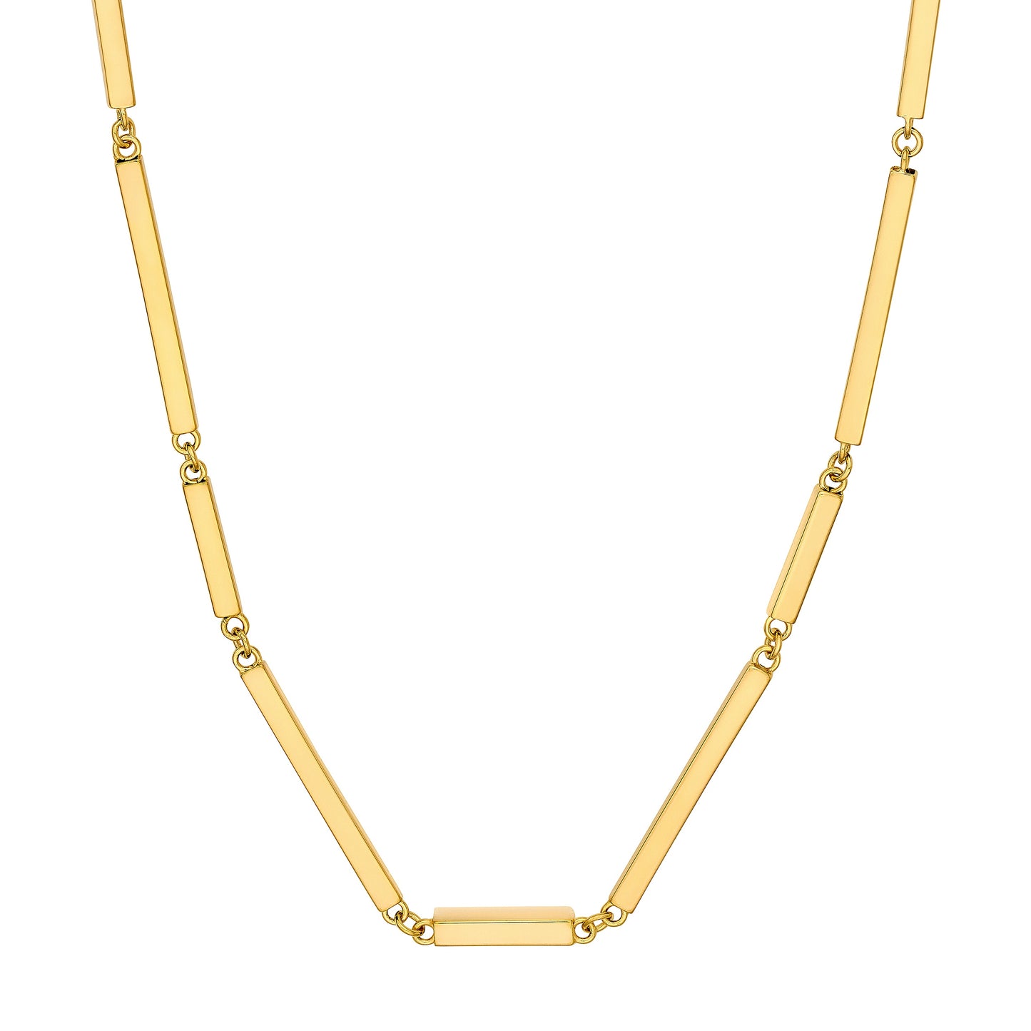 14k Gold Alternating Rectangle Bar Station Chain Necklace