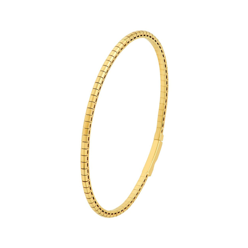 14k gold 1.9mm round bracelet with  segmented exterior