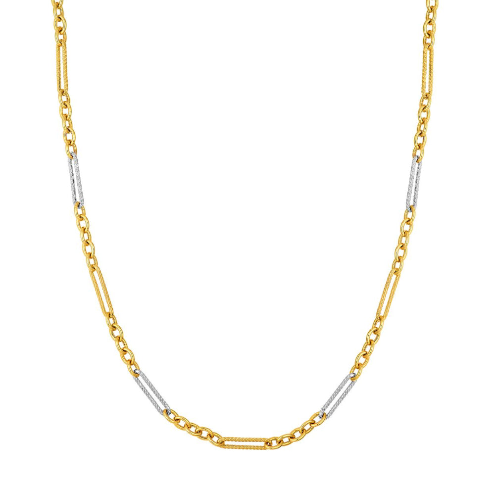 18 inch two tone 5+1 Twist Link Necklace 