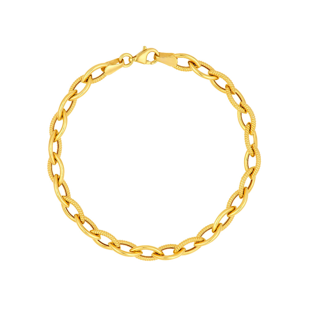 14k Yellow Gold textured 7.25" bracelet
