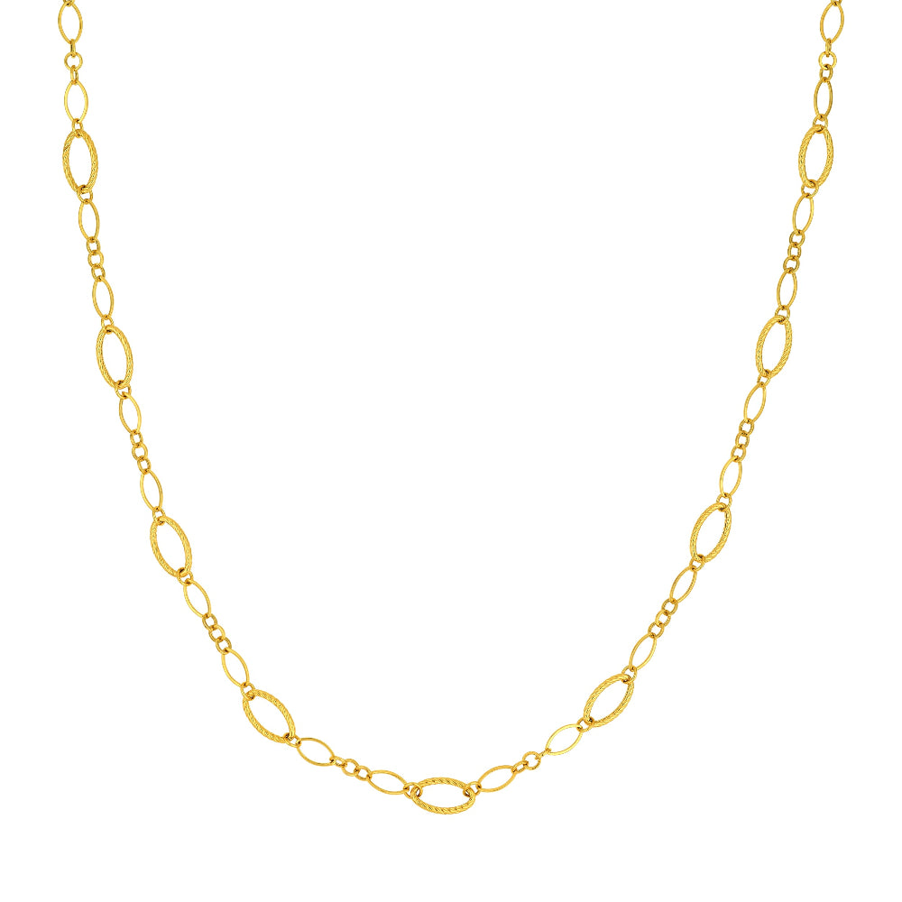 14k Yellow Gold Oval Twisted & Polished link chain necklace 