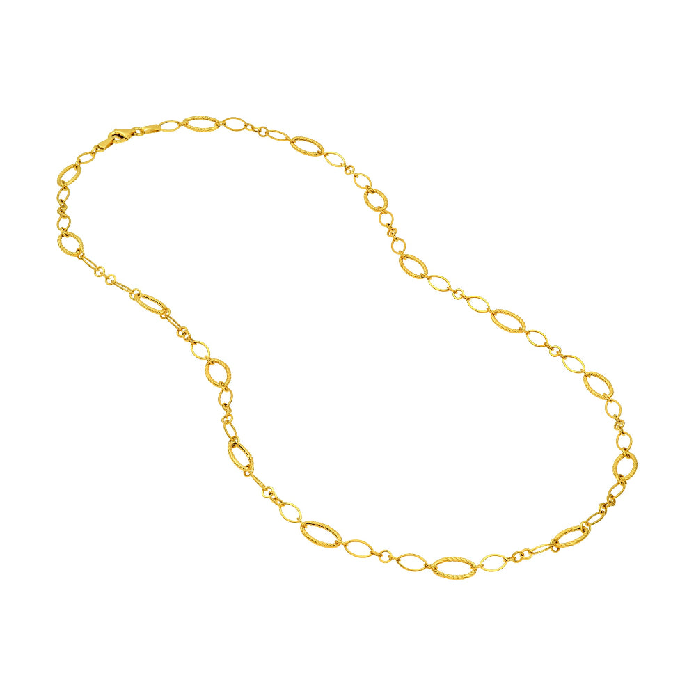 14k Yellow Gold Oval twisted & Polished link chain necklace -18.25" in length