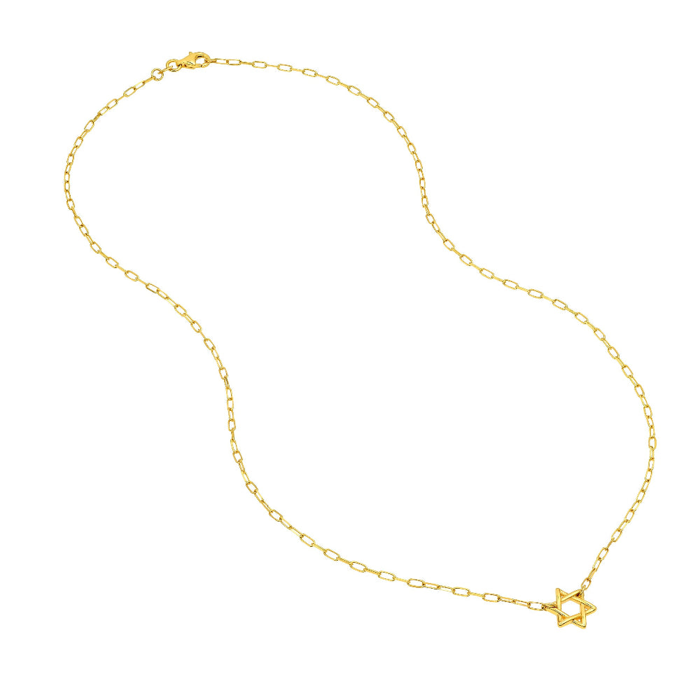 Star of David on 18" paperclip necklace 