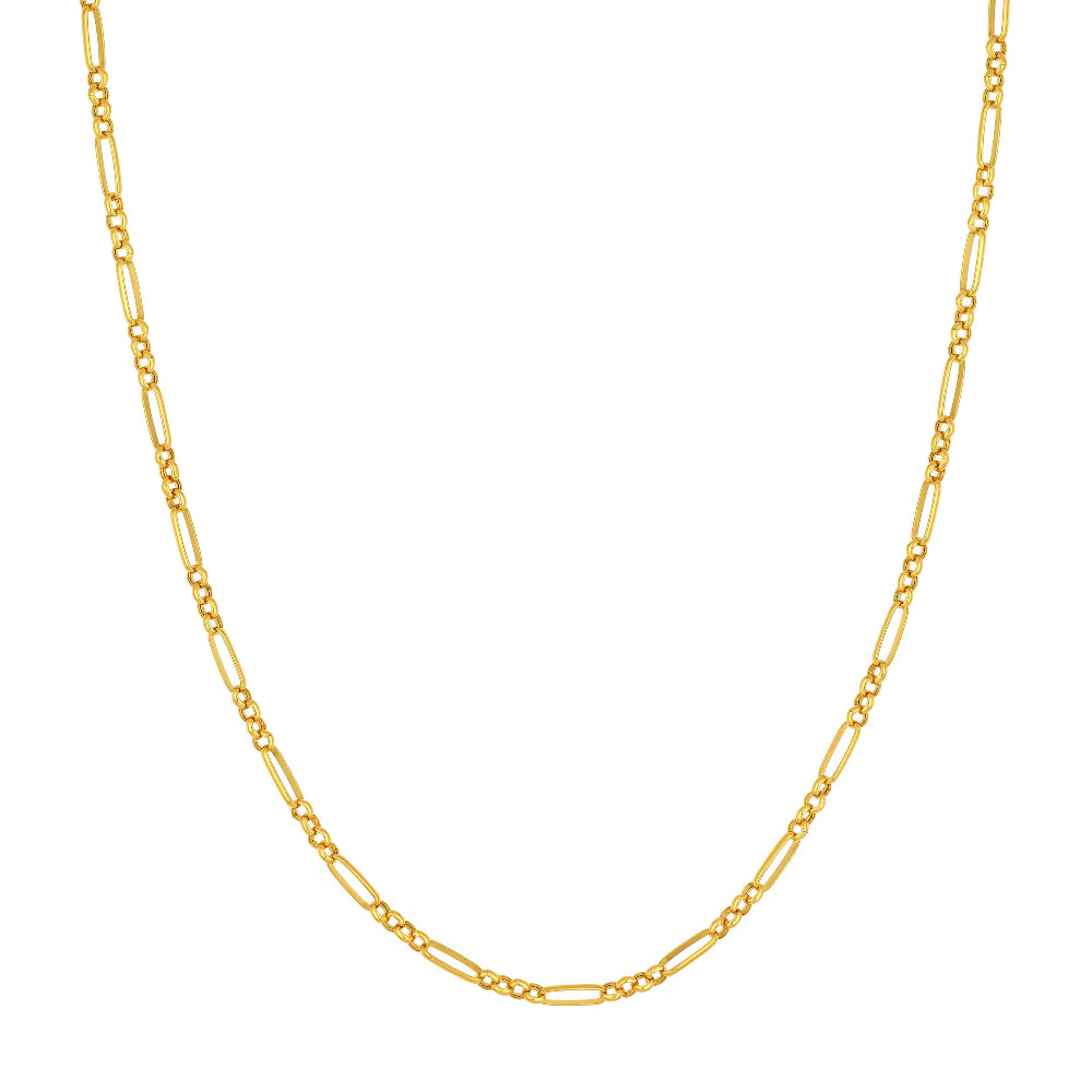 14k Yellow Gold 4+1 Round oval link necklace 