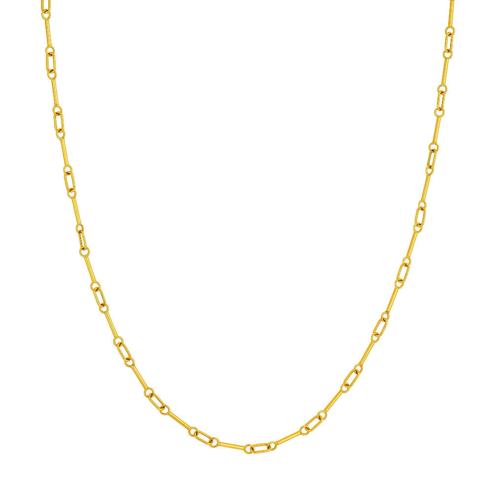 14k Yellow Gold Mini Barbell Necklace -18"