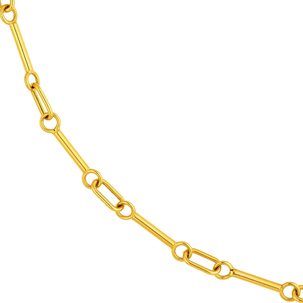 14k Yellow Gold Mini Barbell Necklace -18"