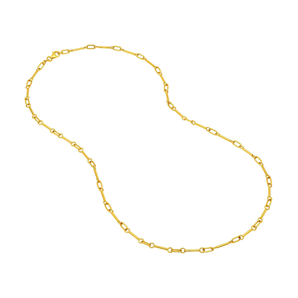 14k Yellow Gold Mini Barbell Necklace -18"