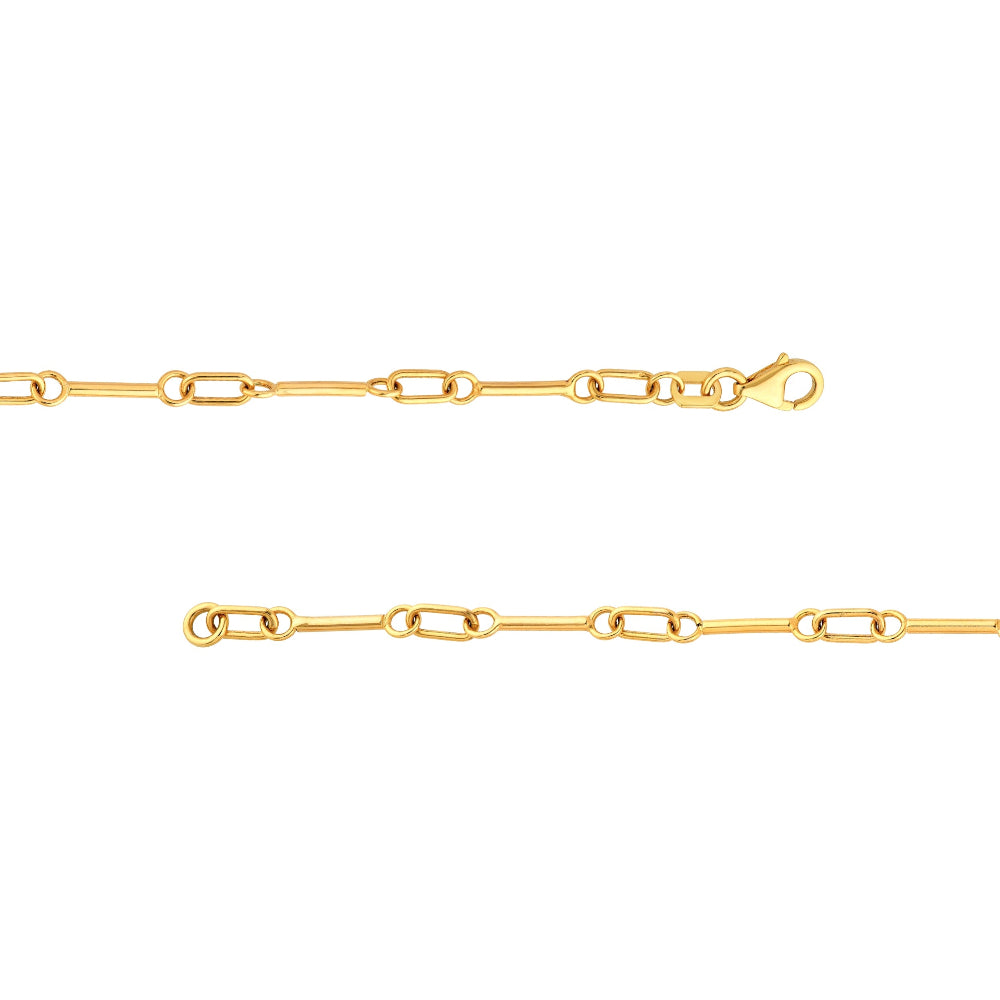 14k Yellow Gold Mini Barbell Necklace -18"