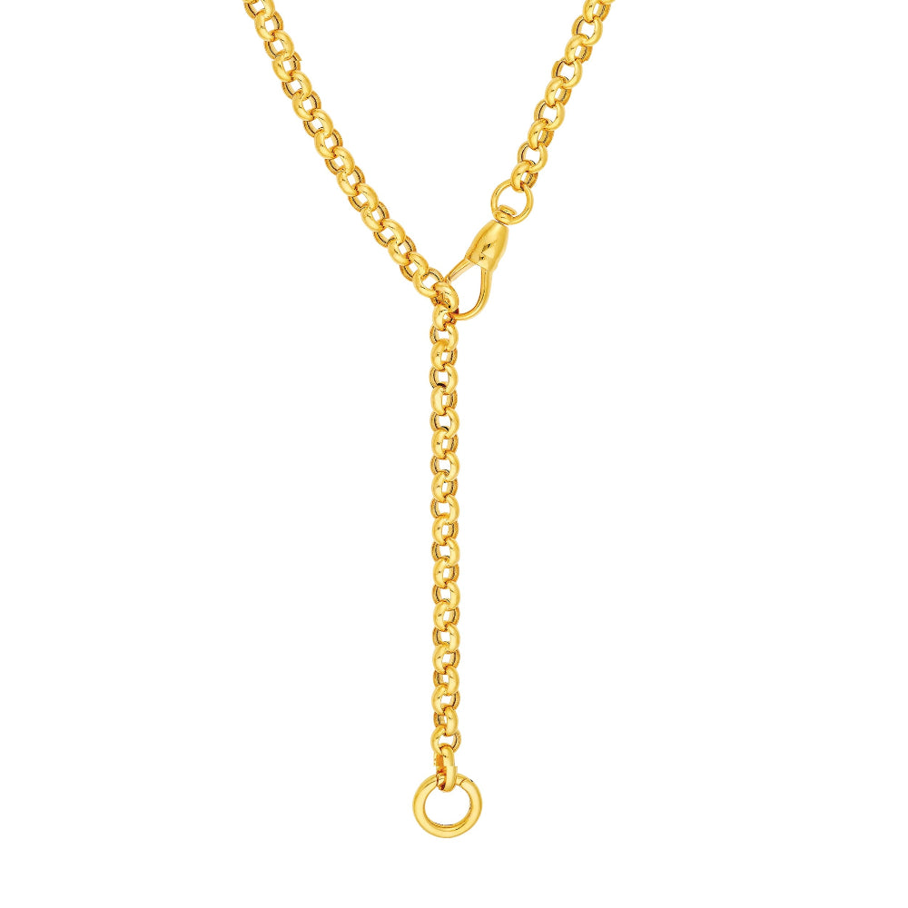 14k Yellow Gold Rolo Link Push lock Necklace