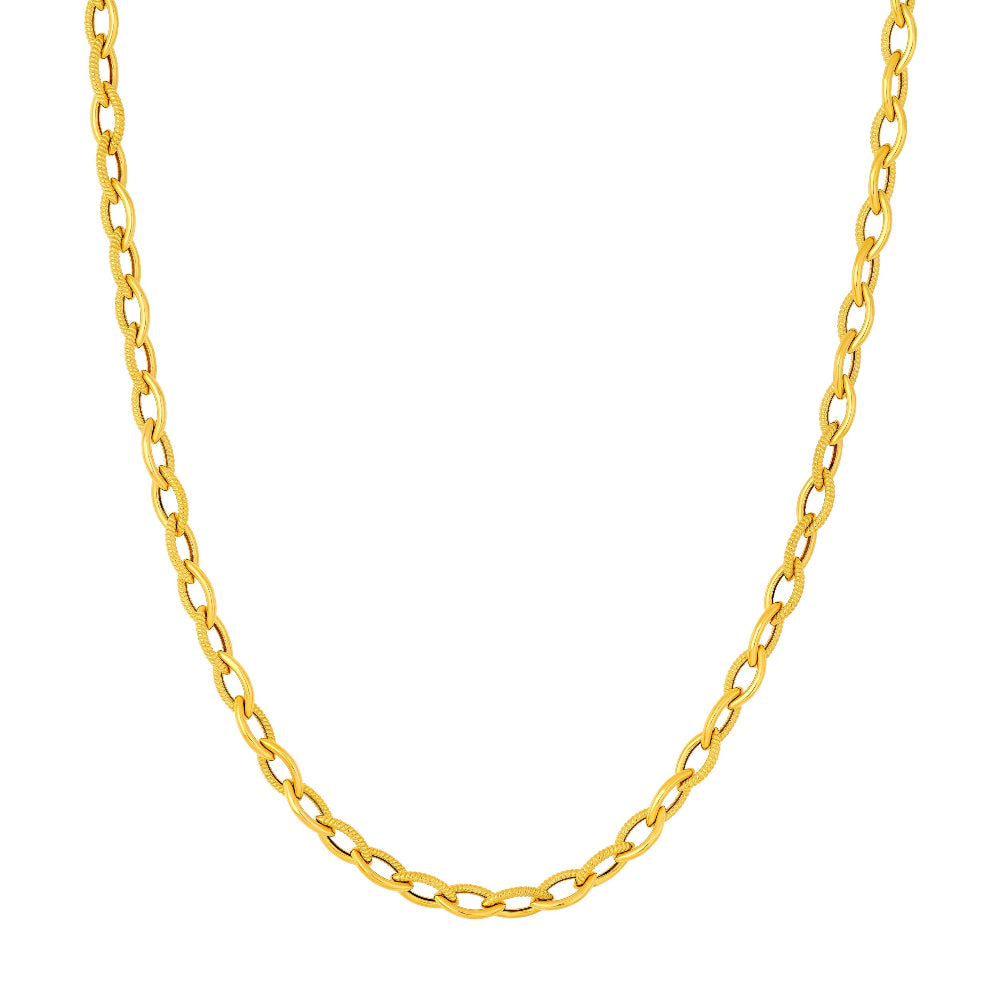 14k Yellow old Marquis Shape Link Necklace 