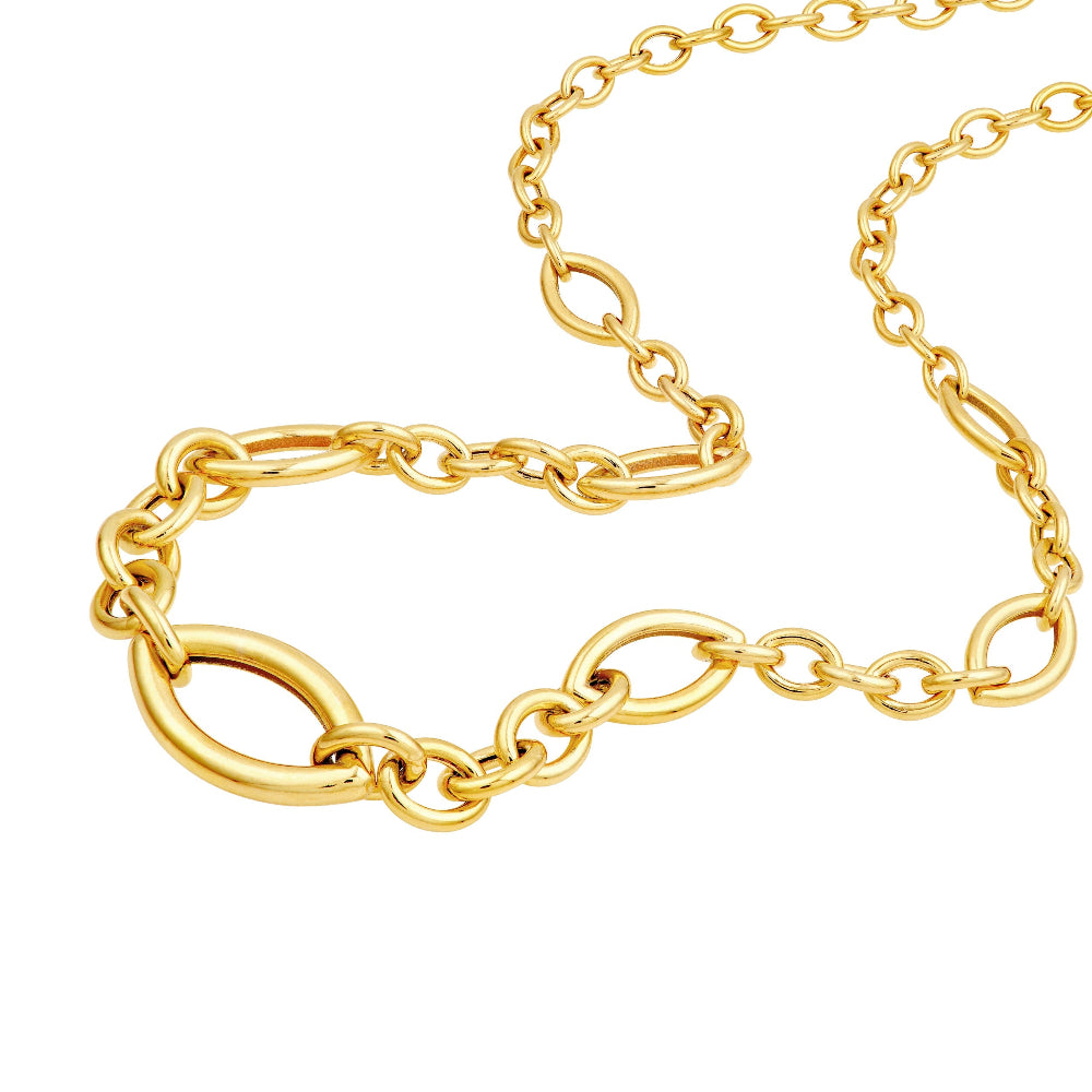 Close up marquise and round link necklace