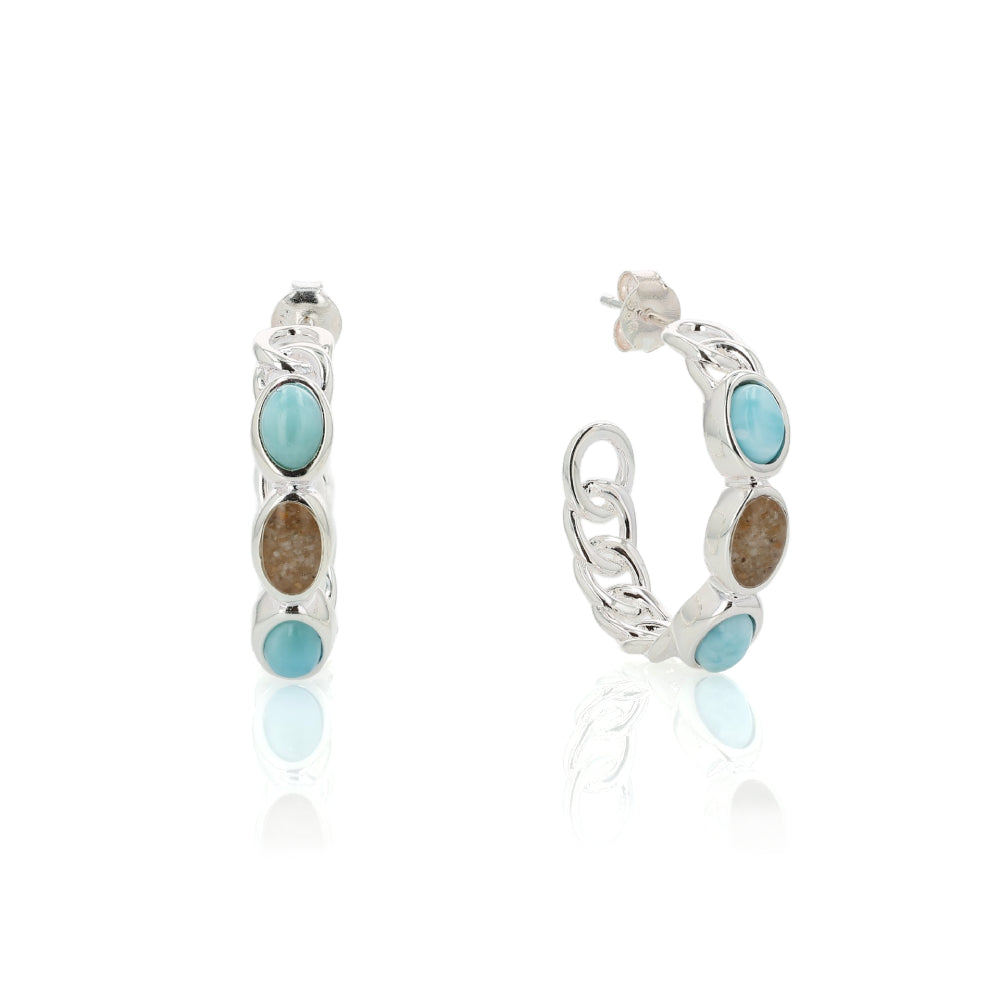 Dune Jewelry Milan Hoop Earrings - Larimar & Sand