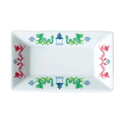 Dishique Mahjong Dragon Pattern 6.25" Long Mini Dish