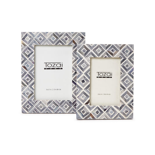 Two's Company Grey Diamond Pattern Photo Frame