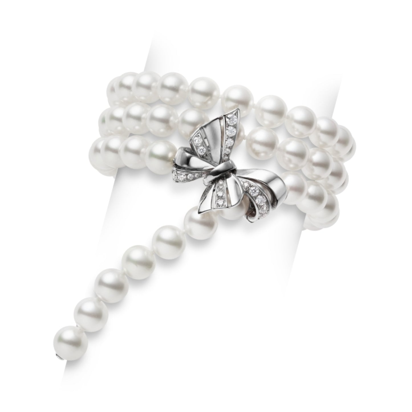 Estate Mikimoto Jeux de Rubans 18k White Gold 22" Convertible Pearl Bracelet & Necklace