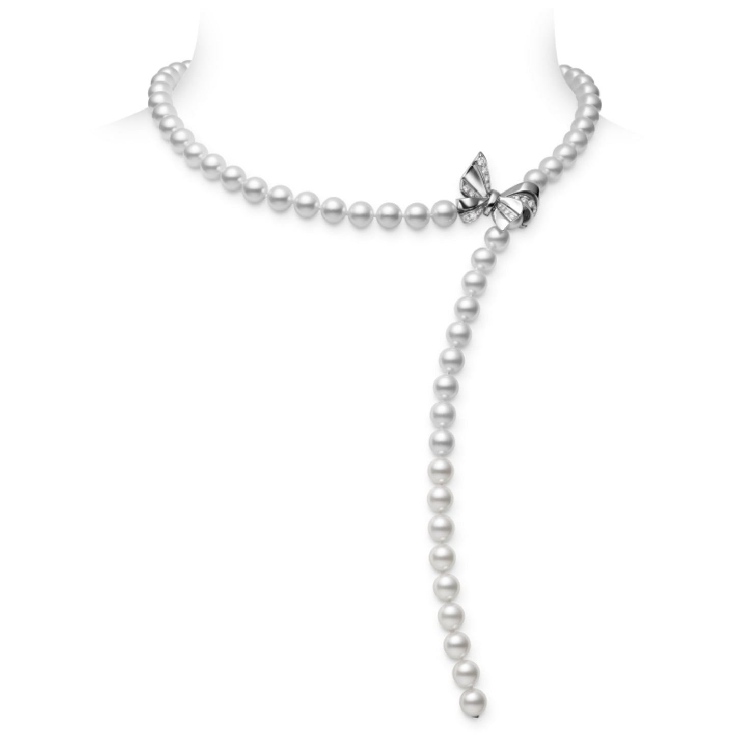 Estate Mikimoto Jeux de Rubans 18k White Gold 22" Convertible Pearl Bracelet & Necklace