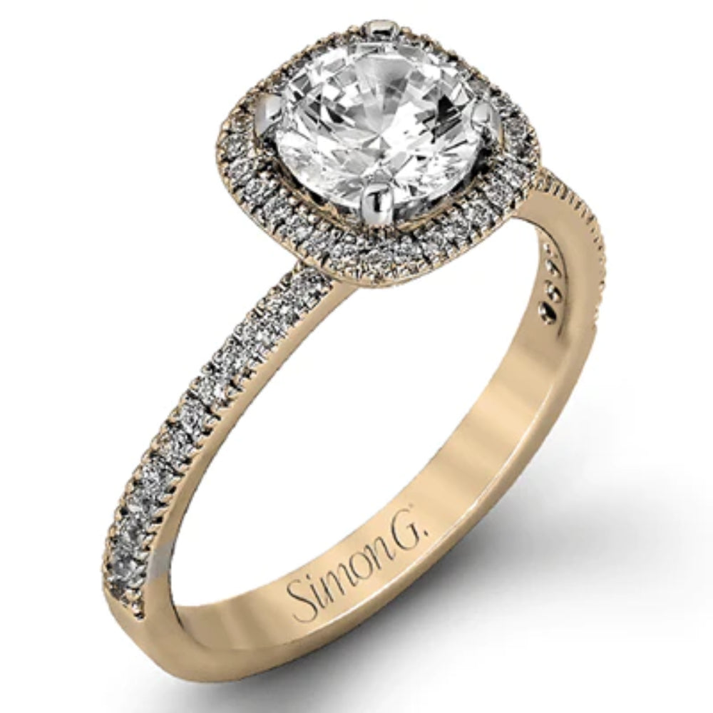 Simon G. 18k Round-Cut Halo Engagement Ring