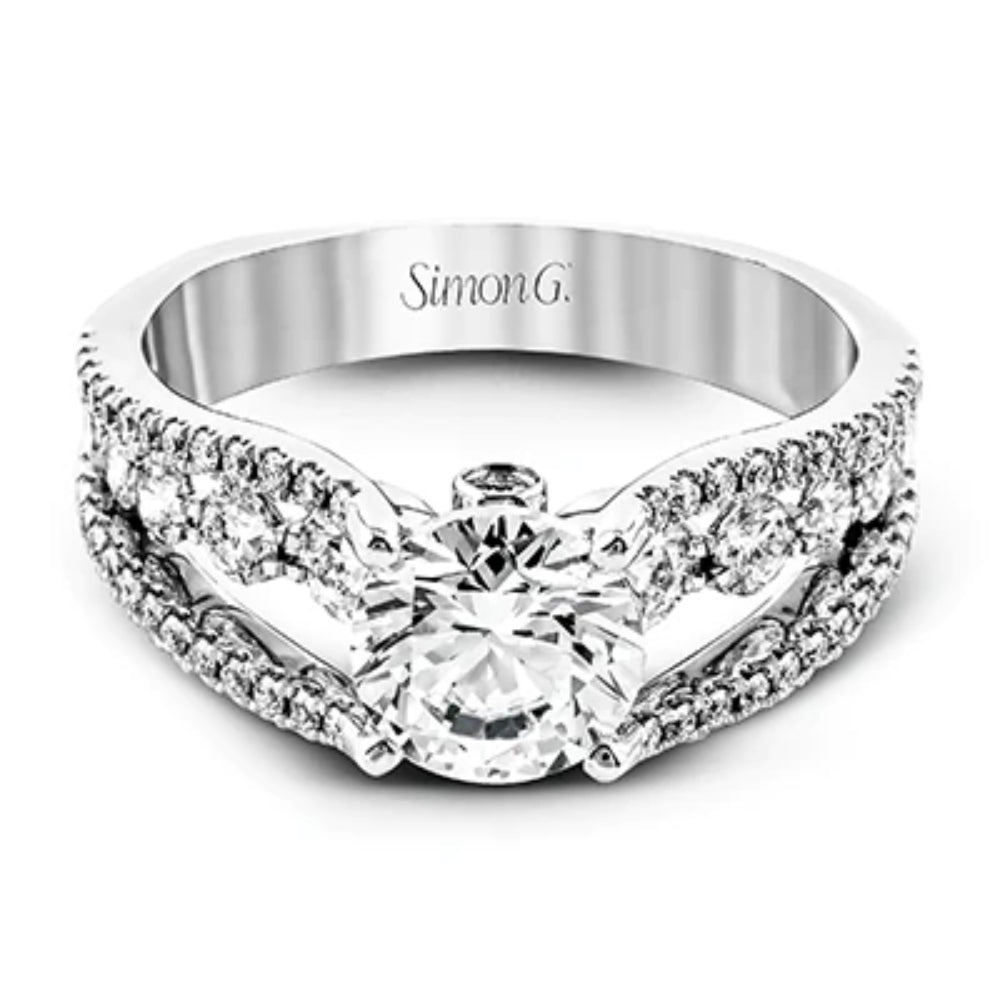 Simon G.  Round Diamond Engagement Ring with Split Shank