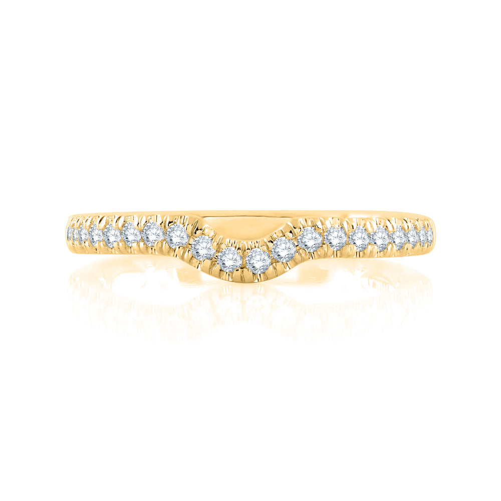 A. Jaffe 14k Gold Pave Diamond Halfway Contour Wedding Band