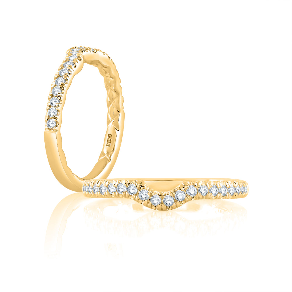 A. Jaffe 14k Gold Pave Diamond Halfway Contour Wedding Band