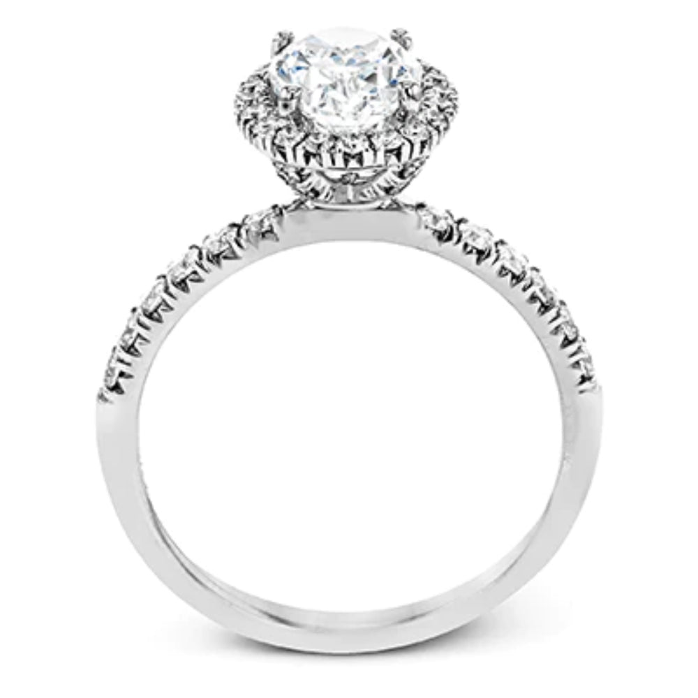Simon G. 18k Oval-Cut Halo Engagement Ring with Diamonds