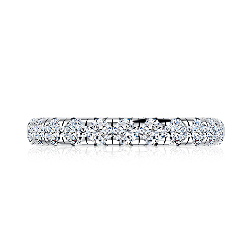 A. Jaffe Platinum Pave Diamond Halfway Wedding Band