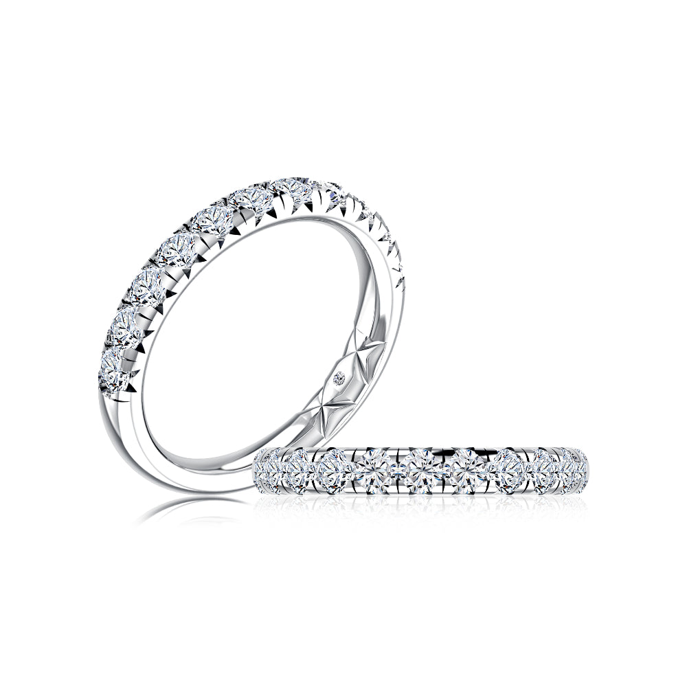 A. Jaffe Platinum Pave Diamond Halfway Wedding Band