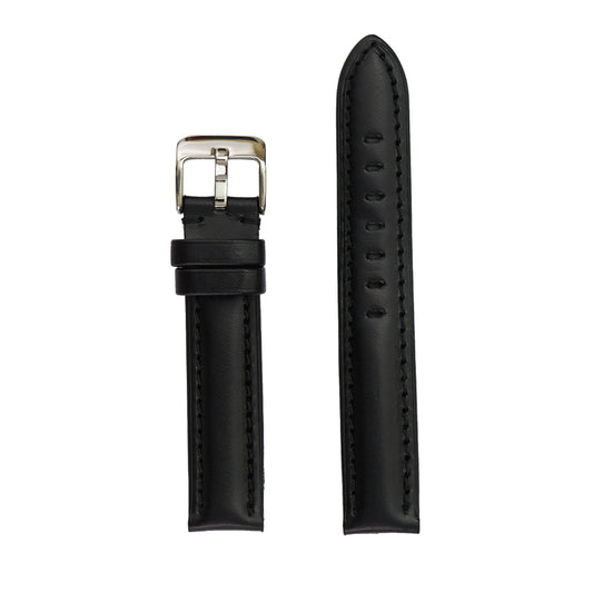 Genuine High Polished Leather Watch Band - Black