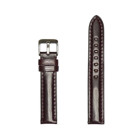 Genuine High Polished Leather Watch Band - Burgundy