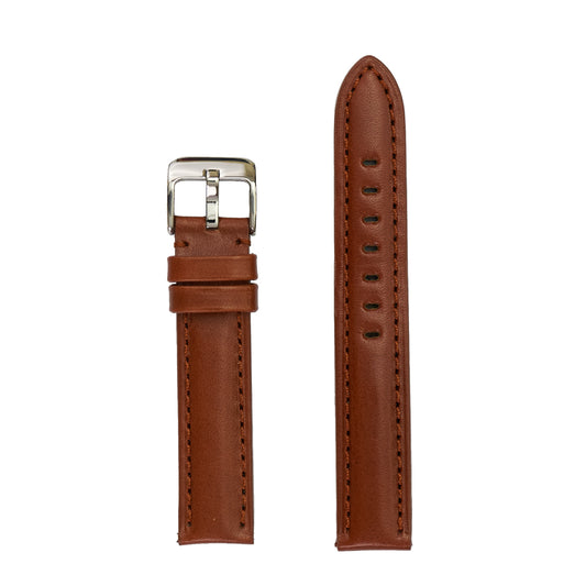 Genuine High Polished Leather Watch Band - Tan