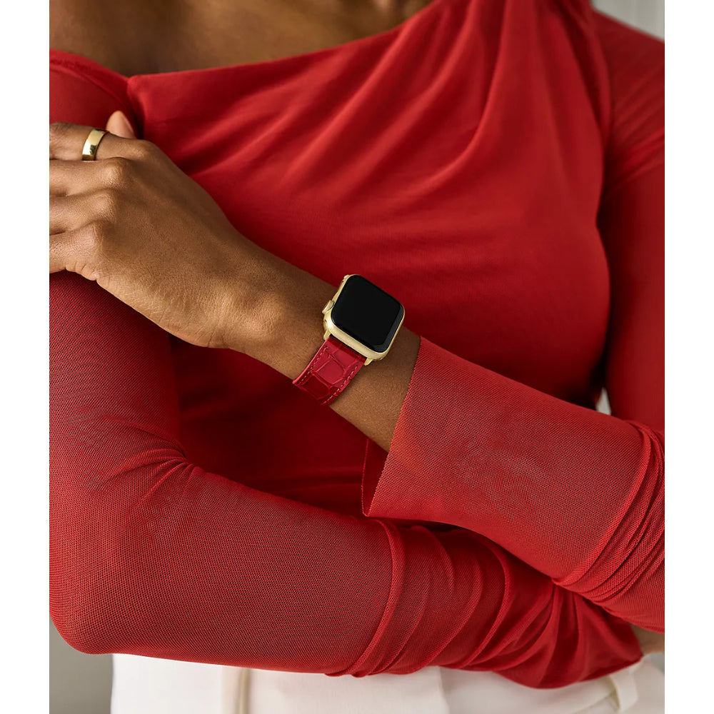 Michele Ruby Red Leather Band for Apple Watch®