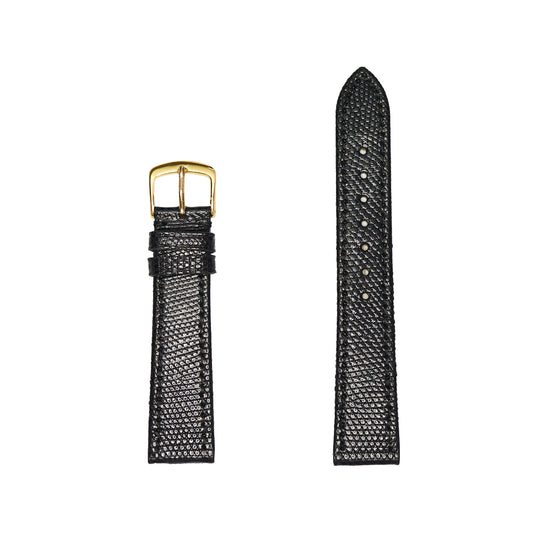 Men's Genuine Lizard Leather Watch Band - Black