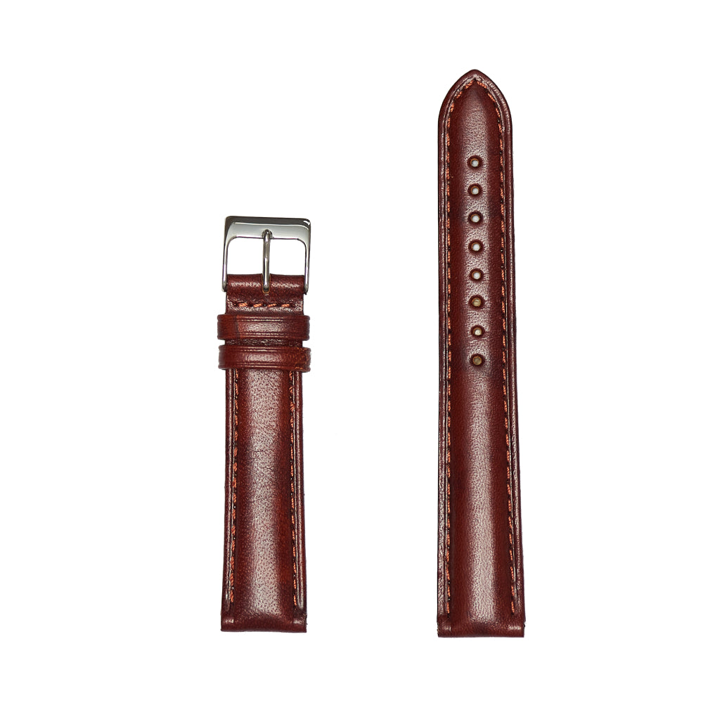 Men's Genuine Burled Leather Watch Band - Chestnut